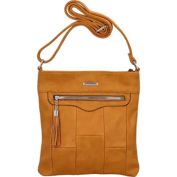 Příjemná dámská koženková crossbody s výraznou ozdobou Alice, žlutá