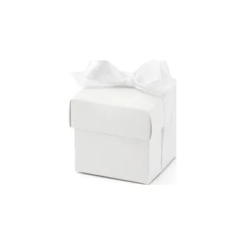 Svatební dekorace Dárkové svatební krabičky bílé s mašličkou - 10 ks