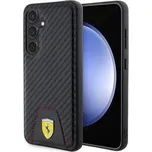 Ferrari PU Leather Bottom Carbon Zadní Kryt pro Samsung Galaxy S24 Black