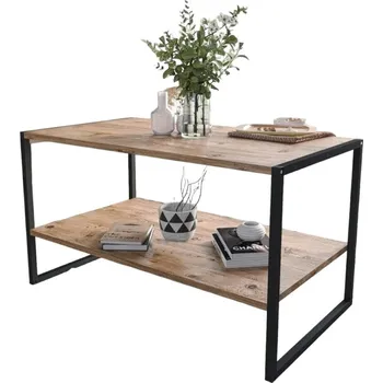 Konferenční stolek Konferenční stolek FIDŽI 50x90 cm, borovice/černá + vyzvednutí ZDARMA