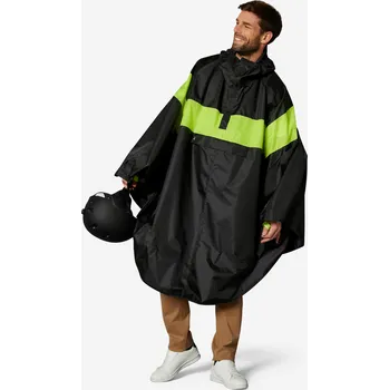 Pláštěnka BTWIN Cyklistické pončo na městskou cyklistiku 120 viditelnost ve dne fluorescenční 3XL ČERNÁ|ŽLUTÁ