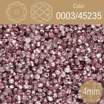 Korálek Korálky BROUŠENÉ 4mm. Barva 0003/45235. Průhledná s pokovem . Balení 120Ks.