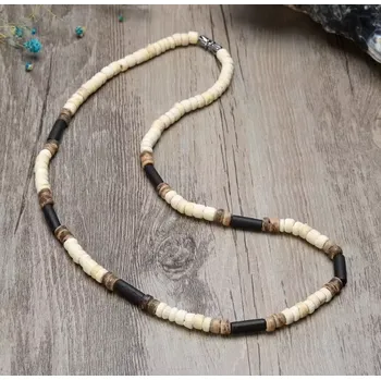 Náhrdelník B-TOP Pánský náhrdelník z dřevěných korálků Hnědá