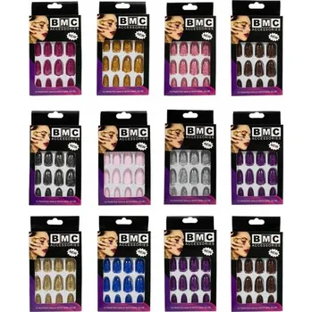 Umělé nehty Tipy s třpytkami 12 kusů