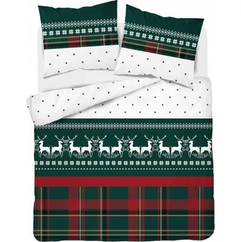 Povlečení Teplá povlečení vánoční přikrývka 200 x 220 cm, flanelová sob, kostkovaná