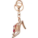 Zlatý kovový přívěšek na klíče s kamínky pantoflíček - 3*4*7 cm