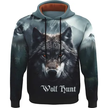 Pánská mikina luxusni_unisex_mikina_vlk_lovec Pánské luxusní mikiny: 7XL