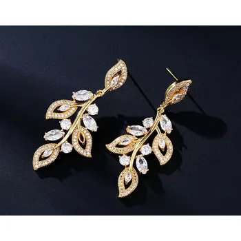 Náušnice B-TOP Dámské náušnice Zircon Dangle Druh barvy: Zlatá