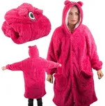 VERK Teplá televizní deka s rukávy, kapucí a knoflíky - pink