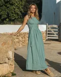 Magic Linen Dlouhé plátěné šaty BORACAY v Teal blue Velikost: XL