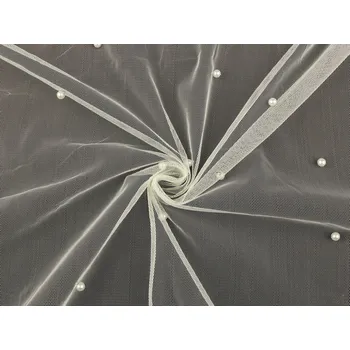 Galanterie Pro Háčkování Tyl jemný s perličkami krémový