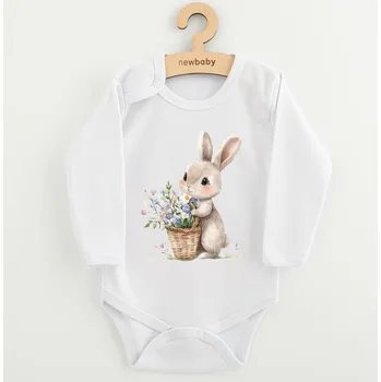 Dětské body s potiskem New Baby Králíček s květinkami, vel. 80 (9-12m)