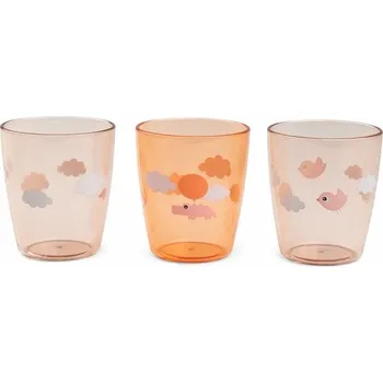 Sklenice DONE BY DEER Yummy mini skleničky Happy Clouds 3ks růžové