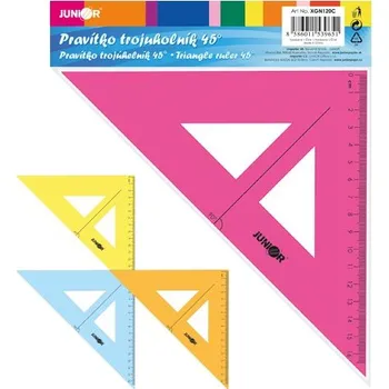 pravítka Pravítko trojúhelník s ryskou 16 cm, transparentní / barevné