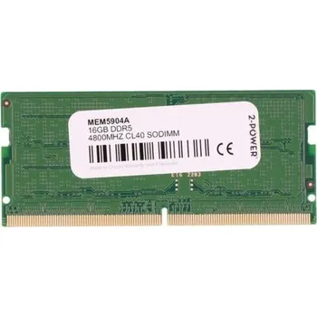 Operační paměť 2-Power 16GB DDR5 4800MHz CL40 SoDIMM PN:MEM5904A 2-Power 16GB DDR5 4800MHz CL40 SoDIMM, PN: MEM5904A, je paměťový modul pro notebooky s kapacitou 16 GB a frekvencí 4800 MHz. Nabízí vysoký výkon a ef