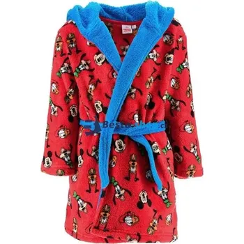 Dámský župan Dětský hřejivý župan z fleecu – Mickey Mouse, červený s kapucí a oušky