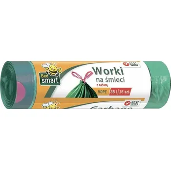 Pytle na odpadky Sáčky na odpadky s páskou PACLAN Bee Smart Zelené HDPE 35 litrů - 15 kusů