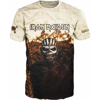Pánské tričko metalove-tricko-Iron-Maiden-kremovohnede velikost: 6XL - šířka 70 cm, délka 79 cm