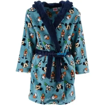 Chlapecký župan Dětský hřejivý župan z fleecu – Mickey Mouse, modrý s kapucí a oušky