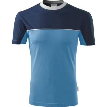 MALFINI Dvoubarevné bavlněné tričko se zpevňující páskou mez rameny Barva: modrá kobaltová - modrá námořní, Velikost: 4XL