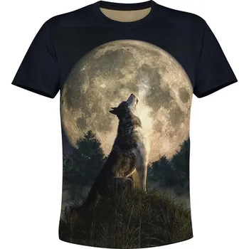 Pánské tričko tricko Mesic a vlk velikost: 5XL - šířka 67 cm, délka 78 cm