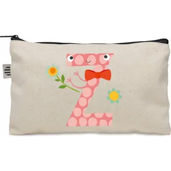 Penál ŠKOLNÍ PENÁL POUZDRO bavlněné béžové PÍSMENO W jméno dítěte KO_087