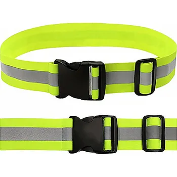 Reflexní elastický opasek s plastovou přezkou 110 cm - jeden reflexní pruh - pro běžce a chodce