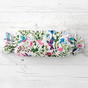 Dekorativní polštářek Polštář válec bonbon Sandra SA-495 Duhoví kolibříci mezi květy 15x60 cm