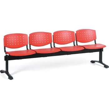 Antares Plastová lavice do čekáren TONY, 4 místa, červená