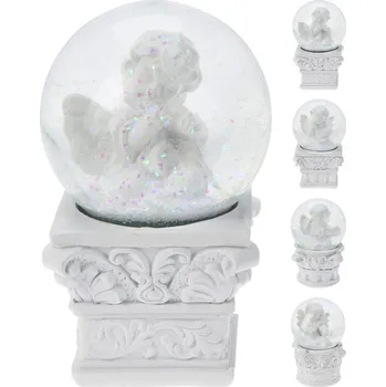 Vánoční dekorace Sněžítko 65x100 mm anděl na podstavci mix bílá