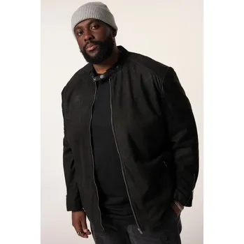 Moto bunda STHUGE, Plus size Kožená motorkářská bunda STHUGE, jehněčí nappa kůže, kovový zip, do 7XL pro plnoštíhlé nadměrná velikost, 839798100-1455, černý, 6XL, Plus size oblečení, Oblečení pro vysoké muže, Nadměrné velikosti, Oblečení pro plnoštíhlé.