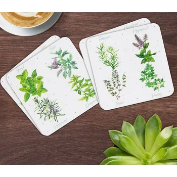 prostírání Leonardo, Anglie Leonardo - Korkové prostírání pod skleničky Herb Garden 4 ks - 10*11 cm- 4 ks