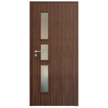 Interiérové dveře SAPELI ELEGANT KOMFORT M33 - DÝHA - OTOČNÉ DVEŘE VČ. ZÁRUBNĚ - Ořech americký Průchozí šířka (cm): 60, Průchozí výška (cm): 197, Typ skla: Satináto bílé