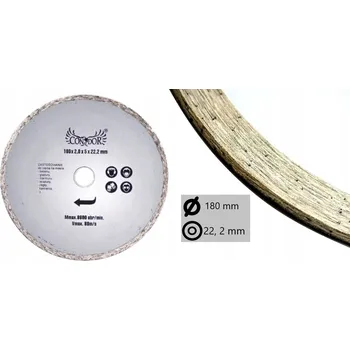 Řezný kotouč KOTOUČ NA BETONU CIHLOVÝ DIAMANTOVÝ PLNÝ 180x22.2 mm