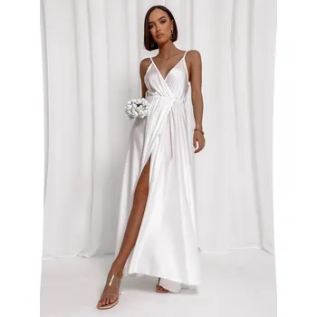 Dámské šaty Bílé dlouhé lesklé šaty PERFECTLY