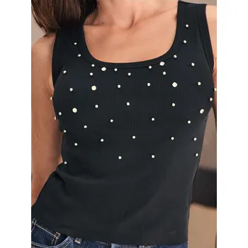 Sinsay - Žebrovaný top - černá - 4060Z-99X - 4060Z-99X-XS