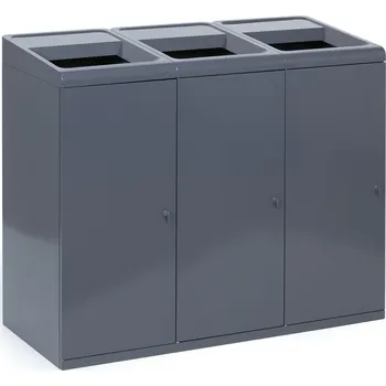 Odpadkový koš Odpadkový koš na tříděný odpad, 3x108 l, šedý