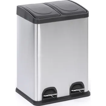 Odpadkový koš Koš na tříděný odpad, 2x 20 l, nerez, nášlapný