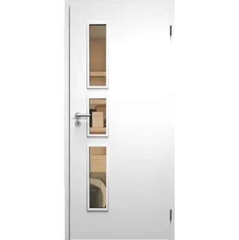 Interiérové dveře SAPELI ELEGANT KOMFORT M33 - LAKOVANÉ - OTOČNÉ DVEŘE VČ. ZÁRUBNĚ - Barva ral Průchozí šířka (cm): 80, Průchozí výška (cm): 197, Typ skla: Planibel bronz