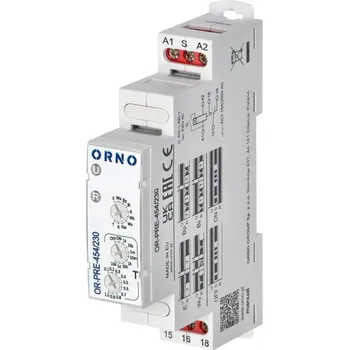 Relé ORNO PRE 454 DIN - programovatelné časové relé na DIN lištu, 10 funkcí, 230VAC