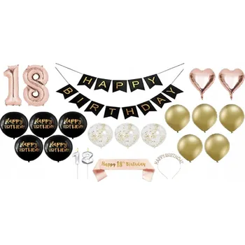 BALÓNKOVÁ GIRLANDA sada DEKORACE 18STKA 18. NAROZENINY ČÍSLICE STĚNA
