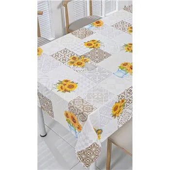 ubrus Ubrus PVC návin 20 m x 140 cm slunečnice s hnědými ornamenty