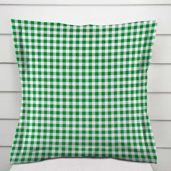 Povlak na polštářek Bavlněný povlak na polštář s lemem Sandra SA-058 Zeleno-bílé kostičky 50 x 50 cm