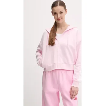 Dámská mikina Mikina adidas Essentials dámská, růžová barva, s kapucí, s aplikací, IS6998 03X, vel. M