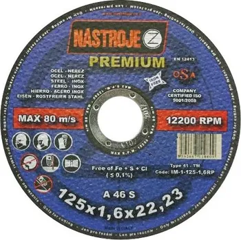 Řezný kotouč Řezný kotouč 125x1,6mm A46S Premium na ocel a nerez IM-1-125-1,6RP