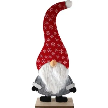 Vánoční dekorace Dekorace dřevo 240×510 mm – trpaslík na postavení, červená/šedá/bílá