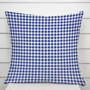 Povlak na polštářek Bavlněný povlak na polštář Sandra SA-057 Modro-bílé kostičky 50 x 50 cm