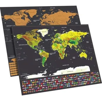 Stírací mapa světa Deluxe černá v dárkovém tubusu