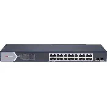 Switch HIKVISION DS-3E1526P-SI, Smart managed switch 24x Gb PoE + 2x Gb SFP Uplink, 370W, Super PoE - dosah až 300m
