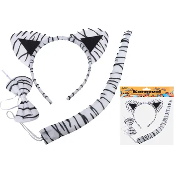 Karnevalový kostým Set karneval - čelenka kravička/bílý tygr